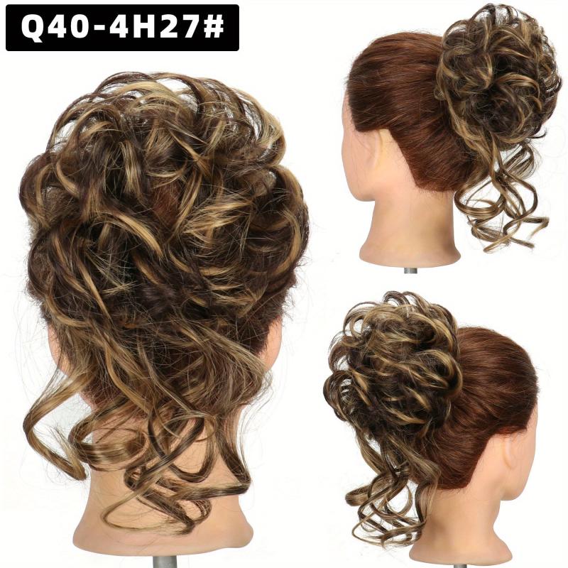 Curly Donut Hair Buns Updo Chignon with Hair Rope 15