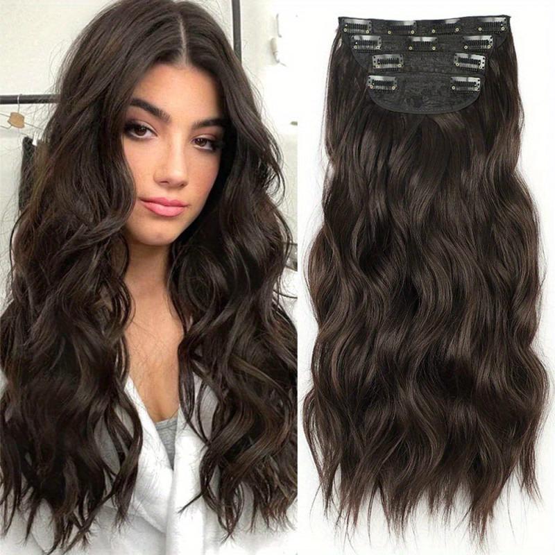 Clip In Curly Wavy Hair Extensions 55-88 cm 210g Set of 4 Pieces