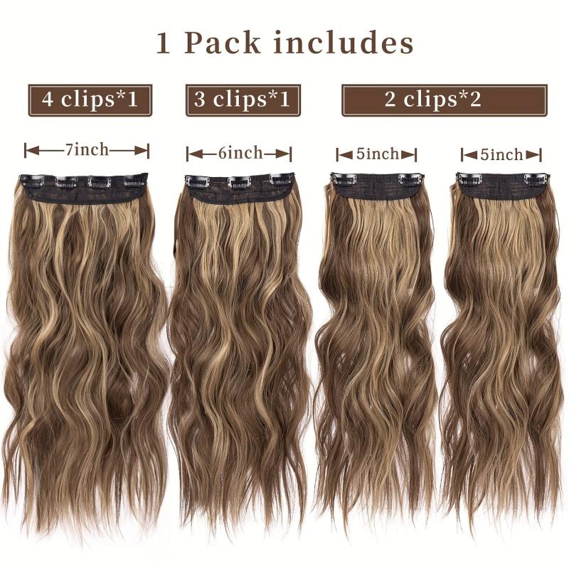 Clip In Curly Wavy Hair Extensions 55-88 cm 210g Set of 4 Pieces
