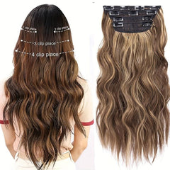 Clip In Curly Wavy Hair Extensions 55-88 cm 210g Set of 4 Pieces