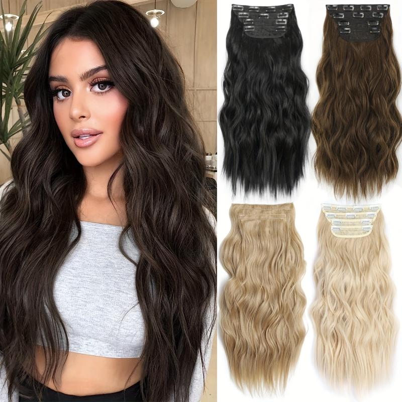 Clip In Curly Wavy Hair Extensions 55-88 cm 210g Set of 4 Pieces