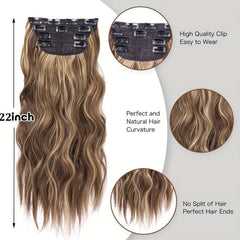 Clip In Curly Wavy Hair Extensions 55-88 cm 210g Set of 4 Pieces