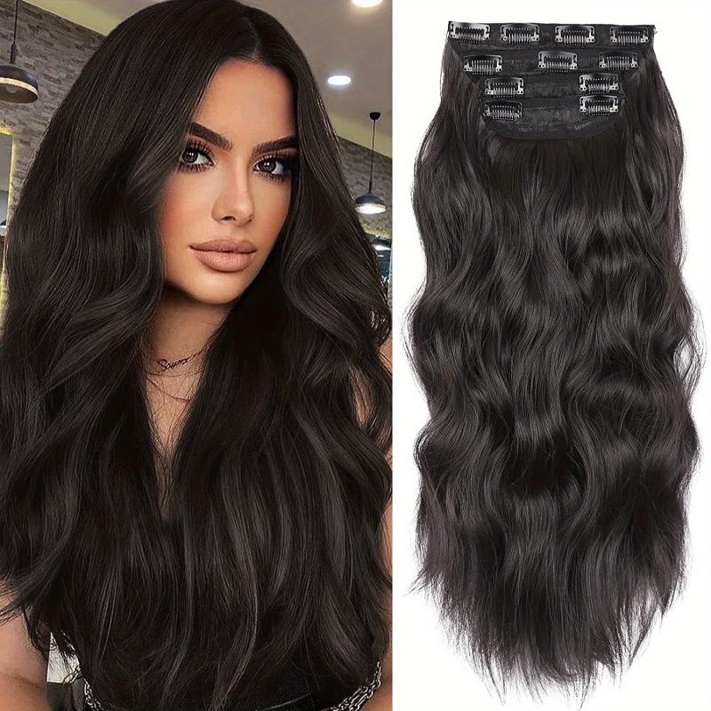 Clip In Curly Wavy Hair Extensions 55-88 cm 210g Set of 4 Pieces