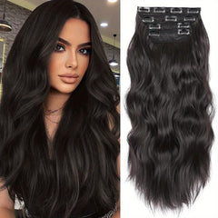Clip In Curly Wavy Hair Extensions 55-88 cm 210g Set of 4 Pieces