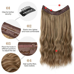 Clip In Invisible Wire Hair Extension Long Curly Hairpiece