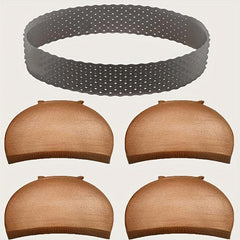 5pcs Wig Band & Cap Set Non-slip Silicon Elastic Headband Transparent