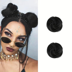 Curly Wavy Hair Bun Scrunchie Ponytail Extensions for Easy Updo Hairpiece