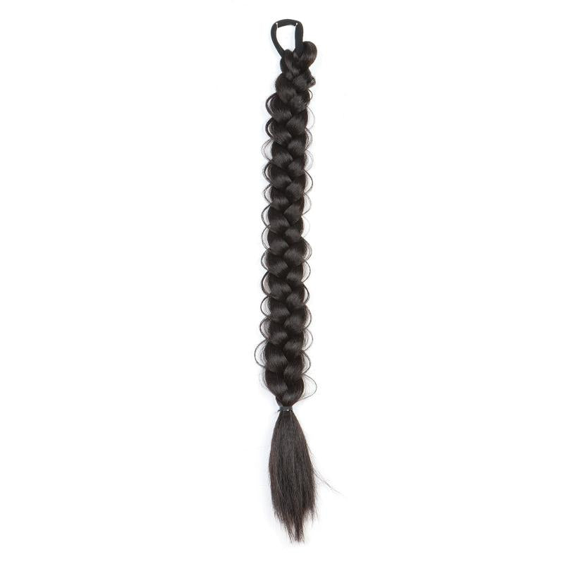 Long Braided Ponytail Hair Extensions Brown Pony Tail