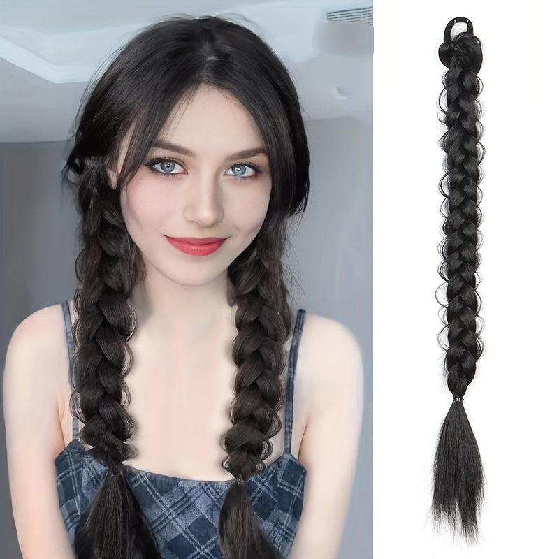 Long Braided Ponytail Hair Extensions Brown Pony Tail