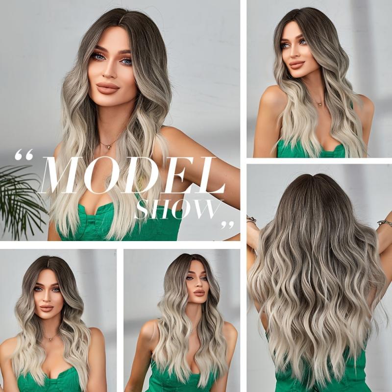 Gradient Gray Long Curly Wig