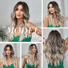 Gradient Gray Long Curly Wig