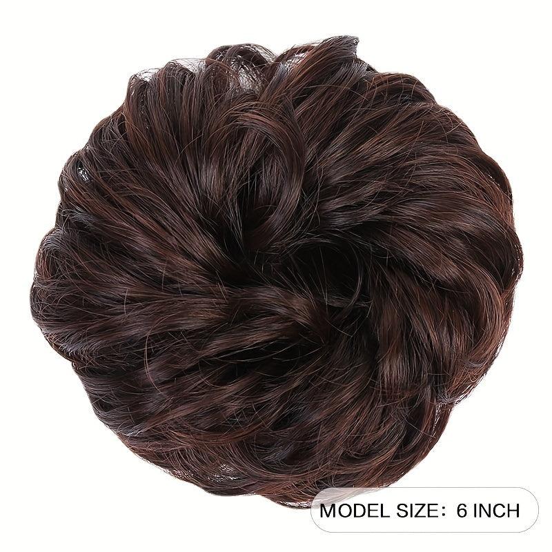 24 Cm Synthetic Messy Hair Bun Hair Scrunchie Curly Wavy Chignon Updo Hairpiece