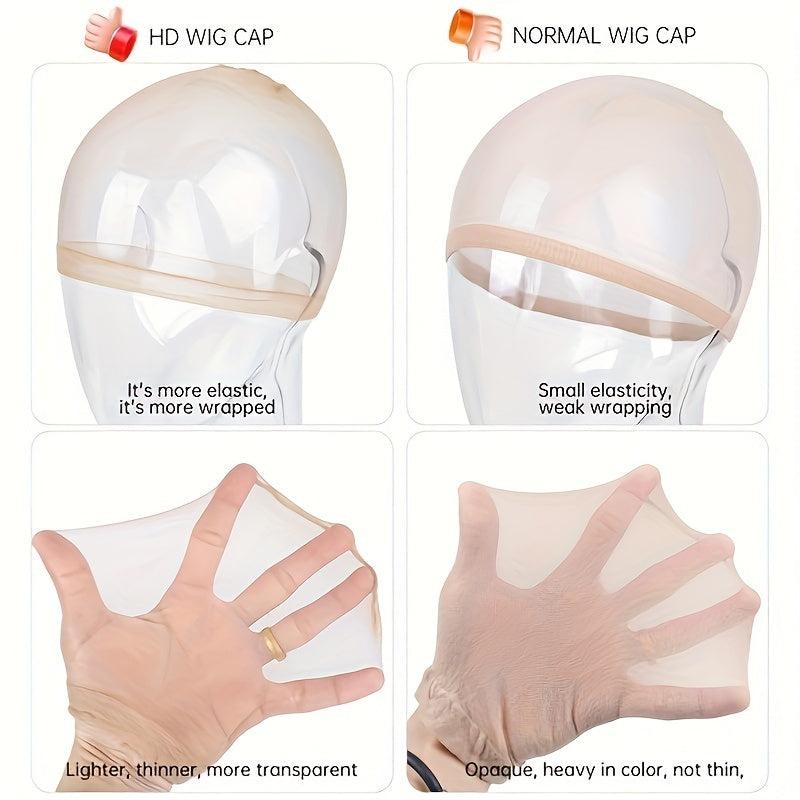 2PCS Invisible HD Wig Caps Soft Stretchy Nylon Wig Caps For Lace Front Wigs