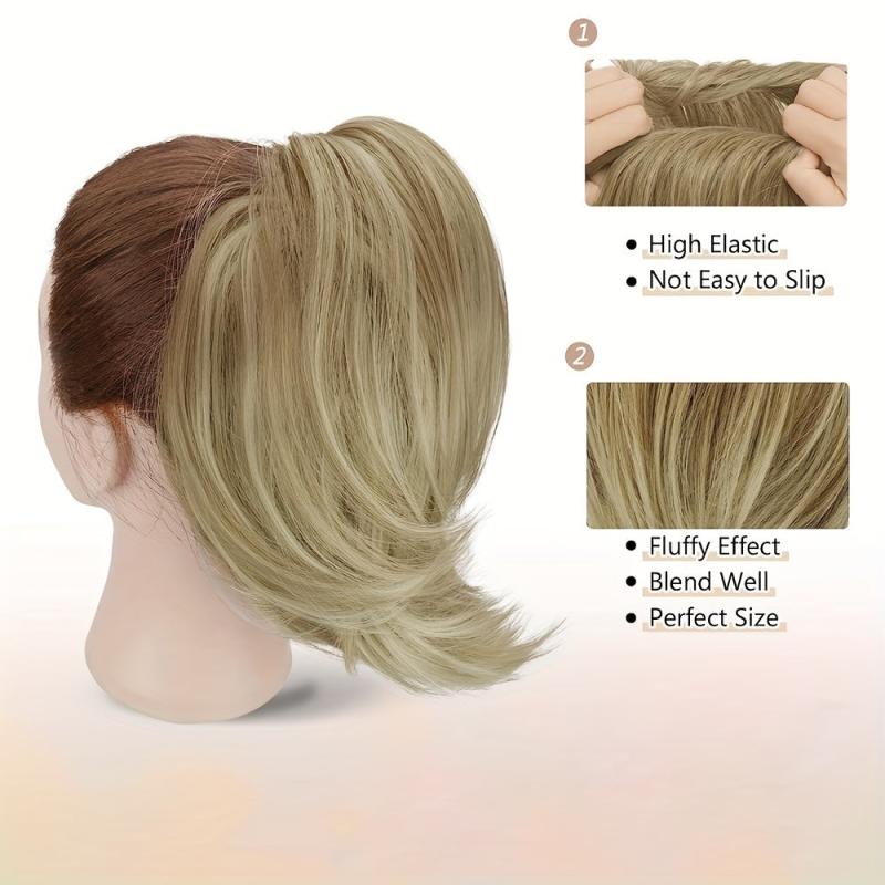Short Ponytail Bun Hair Extension Synthetic Hairpiece for Women