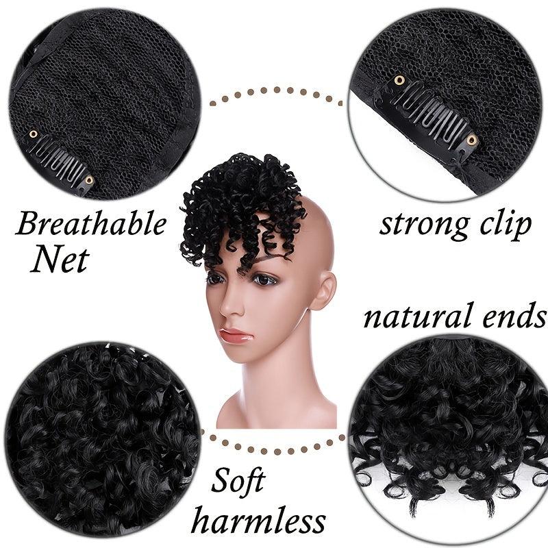 Synthetic Afro Wig With Clip On Bangs Curly Hair
