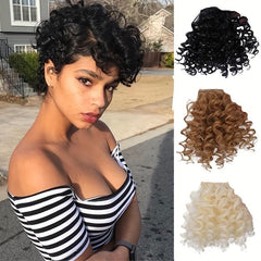 Synthetic Afro Wig With Clip On Bangs Curly Hair