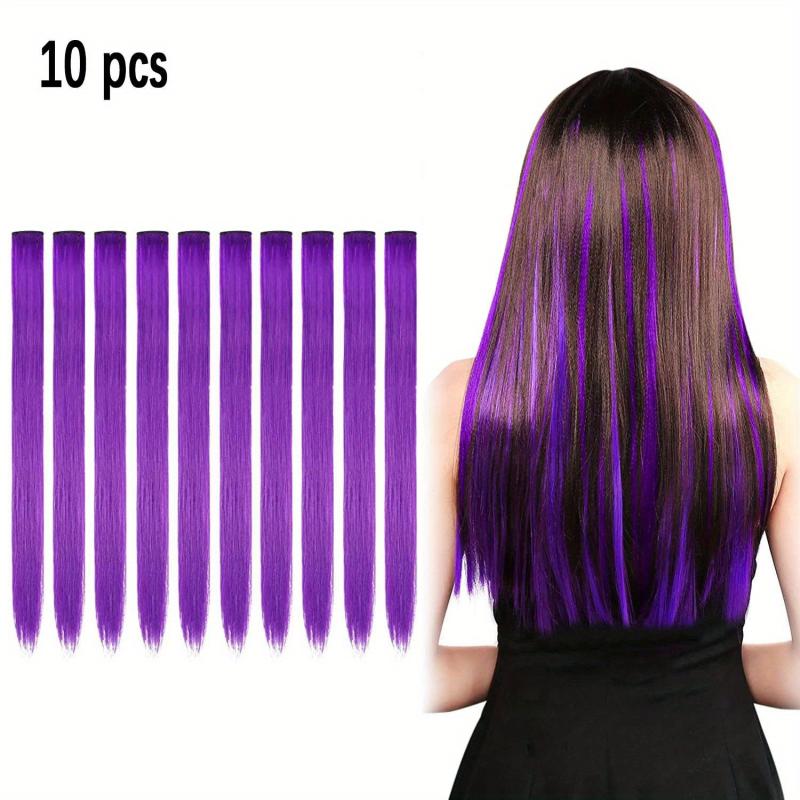 Multicolor Hair Extensions Highlights Hair Clip In Synthetic Hair Extensions