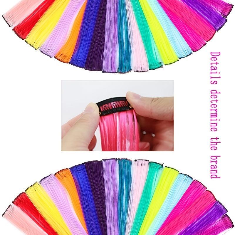 Multicolor Hair Extensions Highlights Hair Clip In Synthetic Hair Extensions