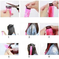 Multicolor Hair Extensions Highlights Hair Clip In Synthetic Hair Extensions