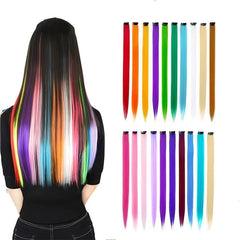 Multicolor Hair Extensions Highlights Hair Clip In Synthetic Hair Extensions