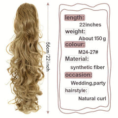 Long Wavy Ponytail Hair Extension Synthetic Claw Clip Heat Resistant Fiber