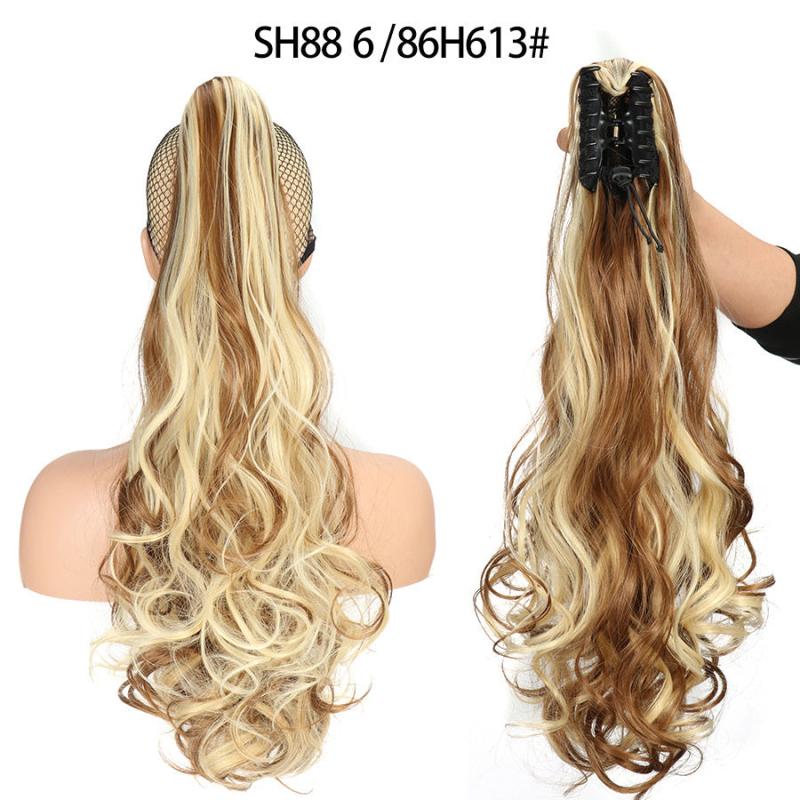 Long Wavy Ponytail Hair Extension Synthetic Claw Clip Heat Resistant Fiber