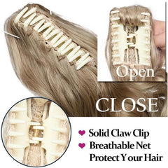 Long Wavy Ponytail Hair Extension Synthetic Claw Clip Heat Resistant Fiber
