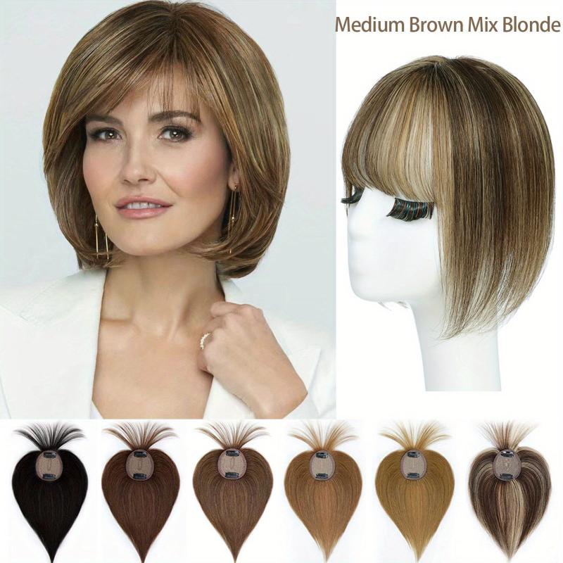 Human Hair Toppers For Women with Bangs Clip In Hair Pieces