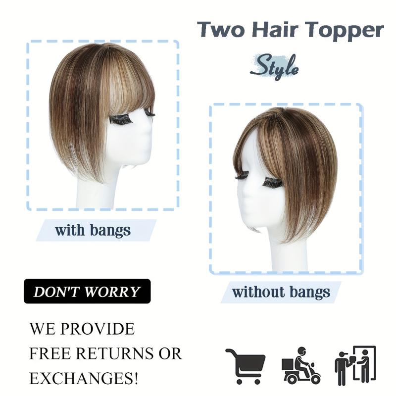 Human Hair Toppers For Women with Bangs Clip In Hair Pieces