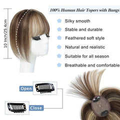 Human Hair Toppers For Women with Bangs Clip In Hair Pieces