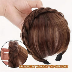 Synthetic Hair Bangs with Braided Headband Clip In Extensions
