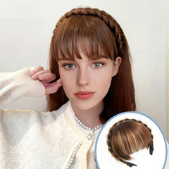 Synthetic Hair Bangs with Braided Headband Clip In Extensions