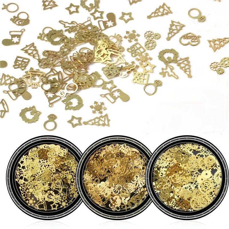 Metal Christmas Nail Charms Slice Rivets for Nail Decor
