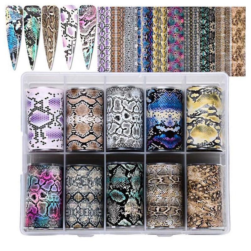 10 Sheets Marble Nail Foil Transfer Sticker Colorful Nail Art Decals