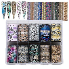 10 Sheets Marble Nail Foil Transfer Sticker Colorful Nail Art Decals