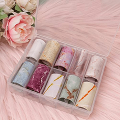 10 Sheets Marble Nail Foil Transfer Sticker Colorful Nail Art Decals