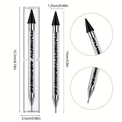 Dual Ended Nail Rhinestone Picker Dotting Tool Acrylic Handle Manicure