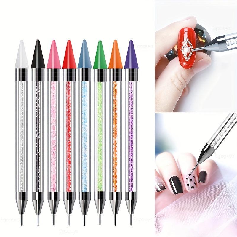 Dual Ended Nail Rhinestone Picker Dotting Tool Acrylic Handle Manicure
