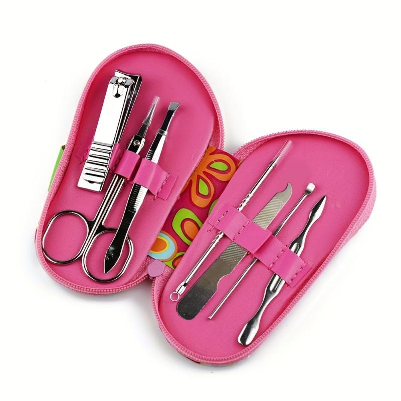 7Pcs Slippers Nail Art Set Nail Care Tools Mini Cutter File Scissor Tweezers