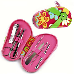 7Pcs Slippers Nail Art Set Nail Care Tools Mini Cutter File Scissor Tweezers