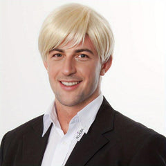 Men's Short Hair Wig Slanted Bangs High Temp Fiber Buckle Net Wig