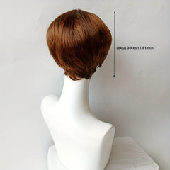 Men's Short Hair Wig Slanted Bangs High Temp Fiber Buckle Net Wig
