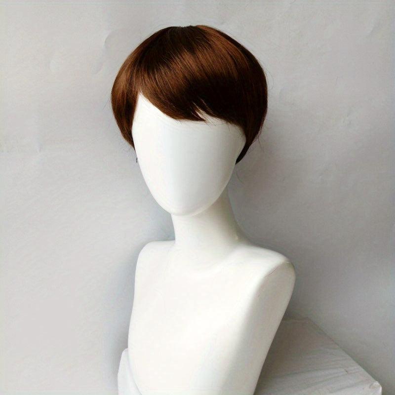 Men's Short Hair Wig Slanted Bangs High Temp Fiber Buckle Net Wig