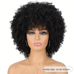 Short Afro Kinky Curly Wigs Heat Resistant for Cosplay