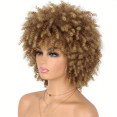 Short Afro Kinky Curly Wigs Heat Resistant for Cosplay