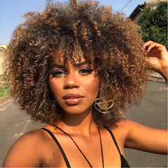Short Afro Kinky Curly Wigs Heat Resistant for Cosplay