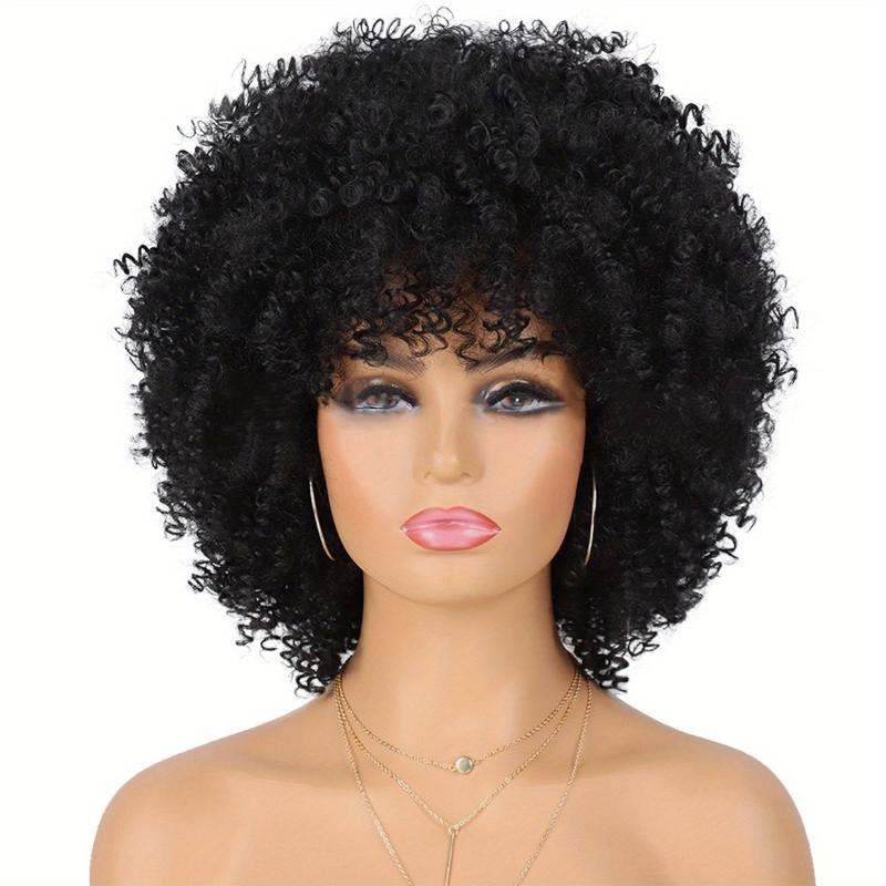 Short Afro Kinky Curly Wigs Heat Resistant for Cosplay