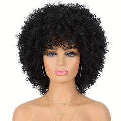 Short Afro Kinky Curly Wigs Heat Resistant for Cosplay