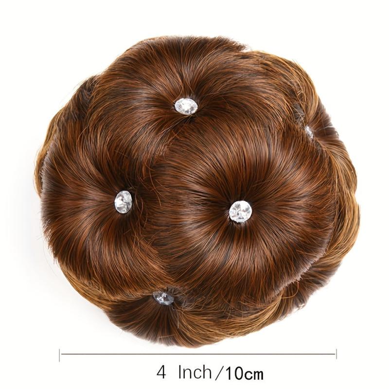 Synthetic Claw Clip In Hair Bun Nine Flower Chignon Updo Donut Hairpiece