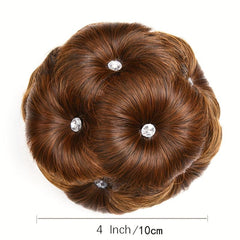 Synthetic Claw Clip In Hair Bun Nine Flower Chignon Updo Donut Hairpiece